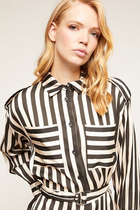 STRIPED CHEMISIER DRESS BLACK 4