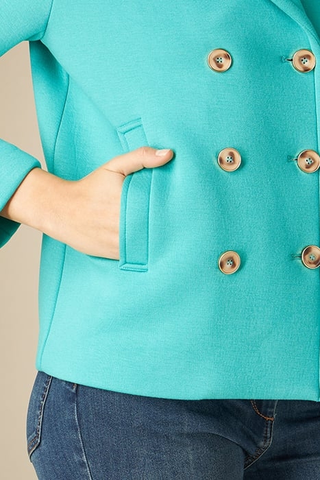 SCUBA FABRIC DOUBLE-BREASTED JACKET LIGHT BLUE 5