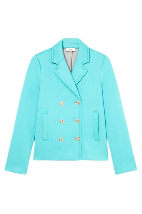 SCUBA FABRIC DOUBLE-BREASTED JACKET LIGHT BLUE 3