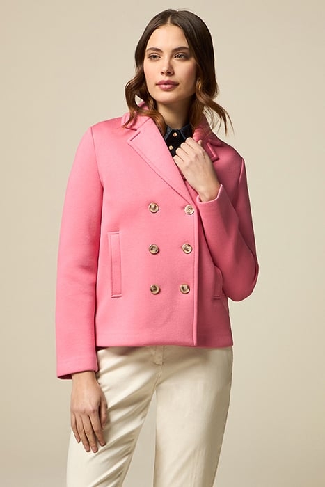 SCUBA FABRIC DOUBLE-BREASTED JACKET PINK 1