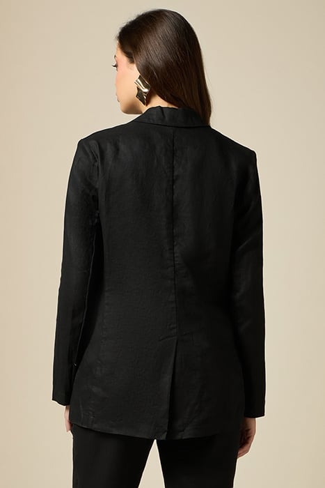 PURE LINEN BLAZER JACKET BLACK 2