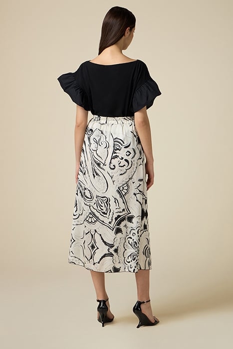 PATTERNED SATIN LONG SKIRT WHITE 3