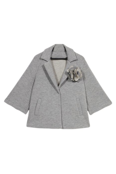 SCUBA FABRIC COAT WITH BROOCH GREY 4
