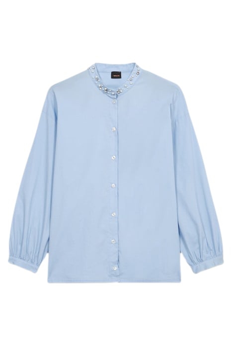 POPLIN SHIRT WITH PEARLS AND SET STONES BLUE 3