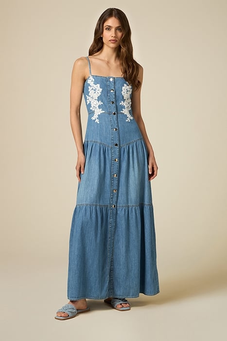 DENIM DRESS WITH EMBROIDERY BLUE 1