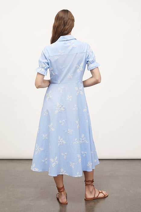 EMBROIDERED CHEMISIER DRESS BLUE 2