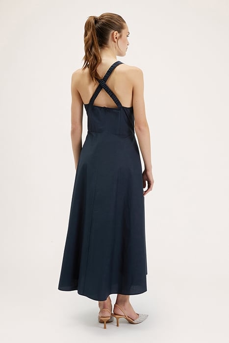 LONG DRESS WITH BACK CROSSOVER BLUE 2