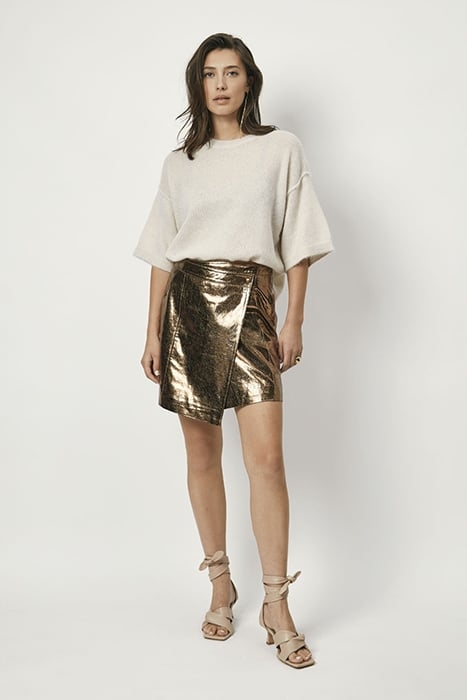 MEADOW METALIC LEATHER SKIRT BLUSHING BEIGE 7