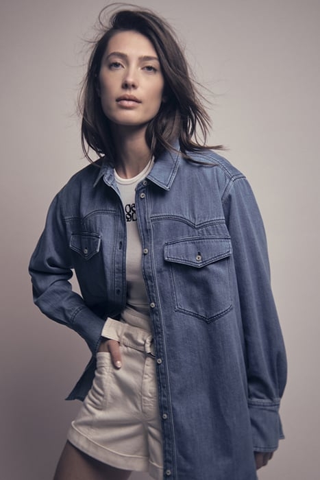 CLOVER DENIM TRUCKER SHIRT STONE BLUE 6