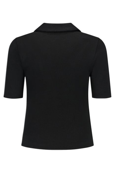 RIB BUTTON T-SHIRT BLACK 2