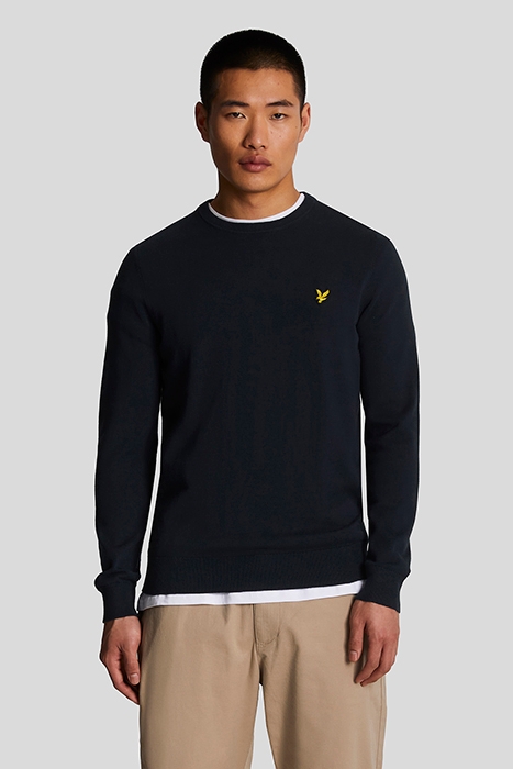 COTTON CREW NECK JUMPER DARK NAVY 1