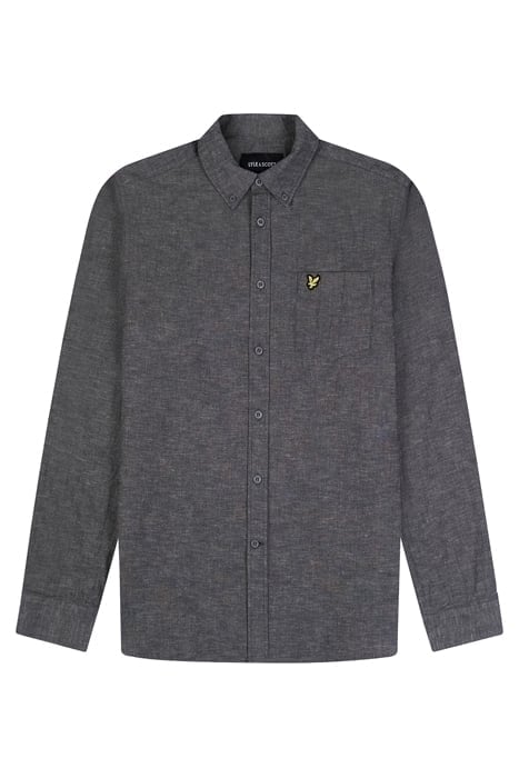 COTTON LINEN BUTTON DOWN SHIRT DARK NAVY 3