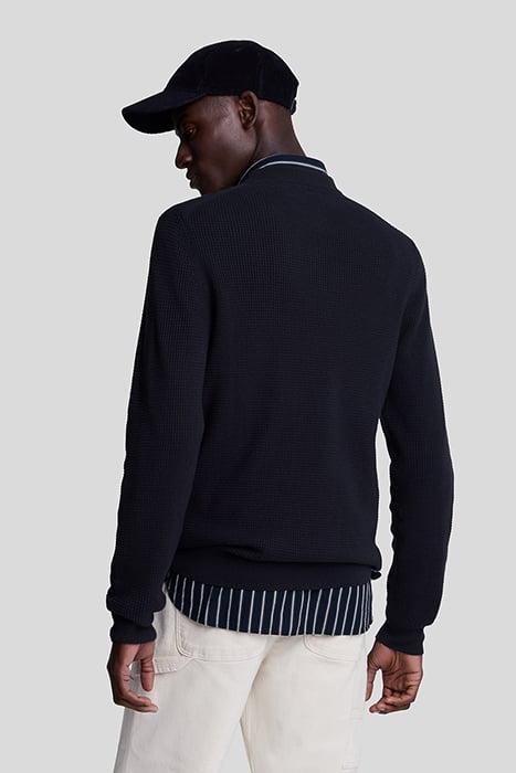 GRID KNIT CREW NECK JUMPER DARK NAVY 2