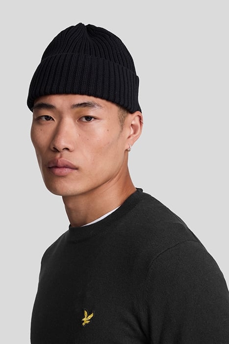 COTTON MERINO CREW NECK JUMPER JET BLACK 5