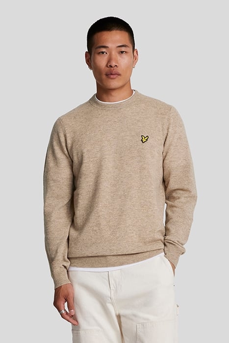 LAMBSWOOL BLEND CREW NECK JUMPER HERITAGE TAUPE MARL 1
