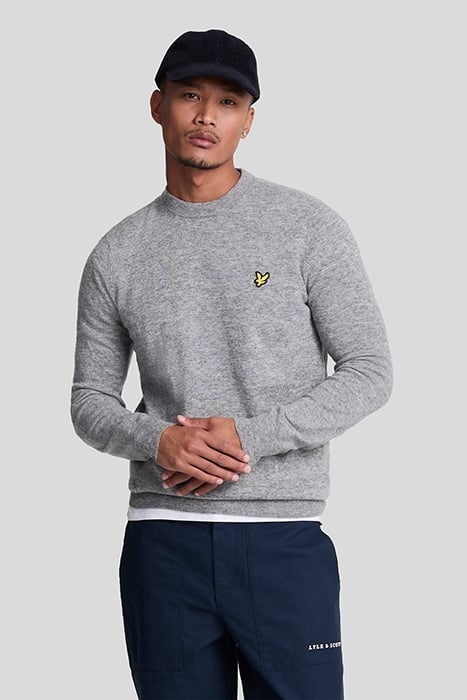 LAMBSWOOL BLEND CREW NECK JUMPER MID GREY MARL 1