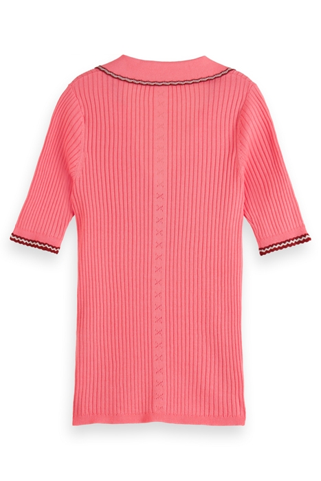 RIB COLLARED KNITTED TEE PEACHY 2