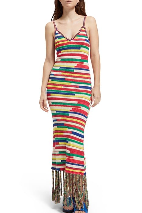 MULTICOLOURED INTARSIA KNITTED DRESS MULTI STRIPE 1