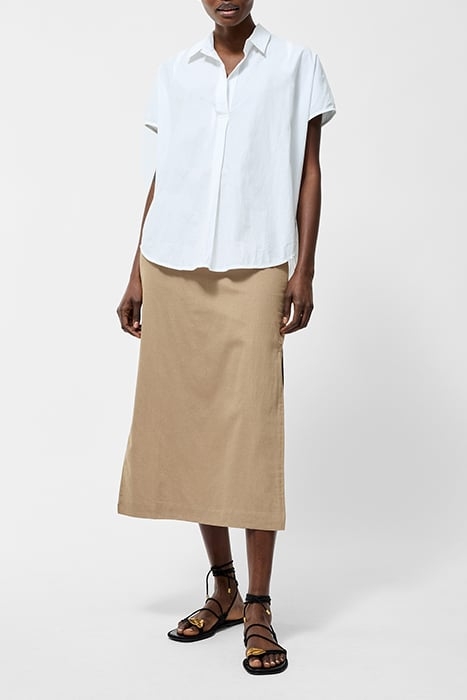 BRODERIE BACK SHORT SLEEVE POPOVER SHIRT LINEN WHITE 2