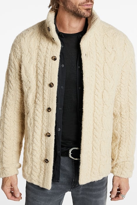 BRANDT LS QUILTED CABLE SWEATER BONE WHITE 1