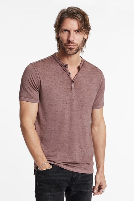 DUKE SHORT SLEEVE HENLEY WORN MAUVE 1
