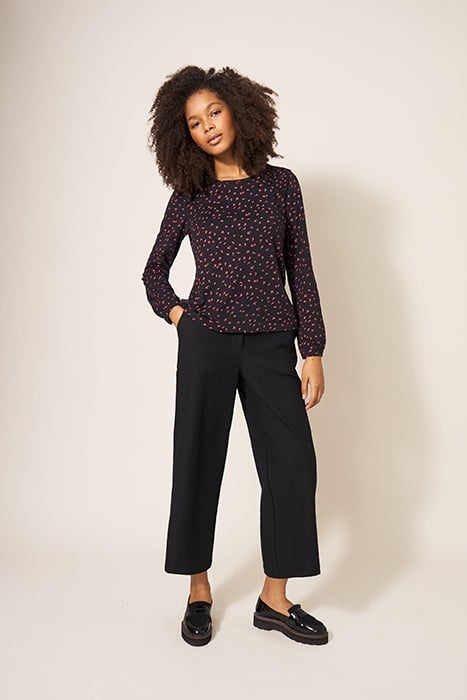 ANA SMOCK SHOULDER TOP BLACK PRINT 2