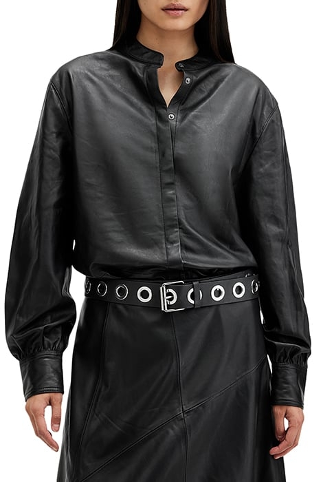 SARA LEATHER SHIRT BLACK 1