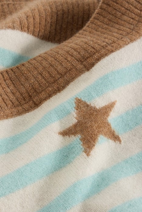 V NECK CASHMERE STRIPE CARDI NATURAL MULTI 6