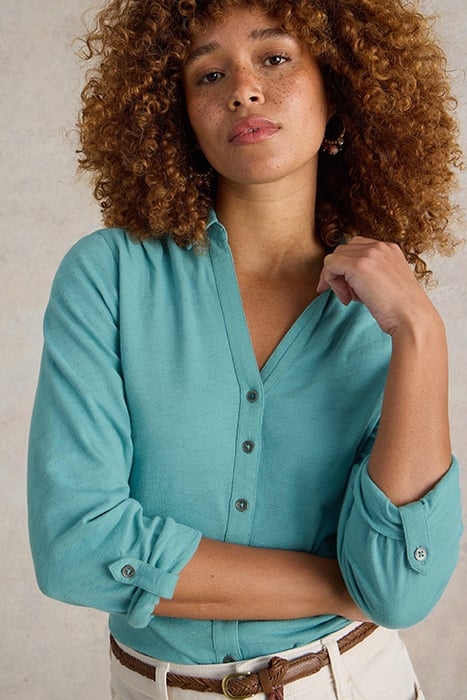 ANNIE TEXTURED SHIRT MID TEAL 4