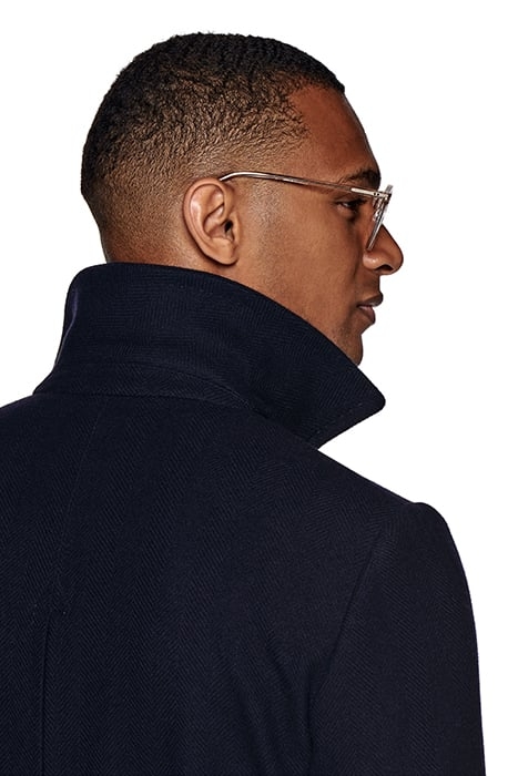 NAVY HERRINGBONE POLO COAT 8