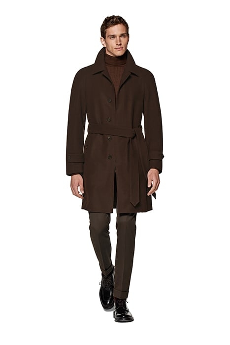 DARK BROWN BELTED OVERCOAT 3