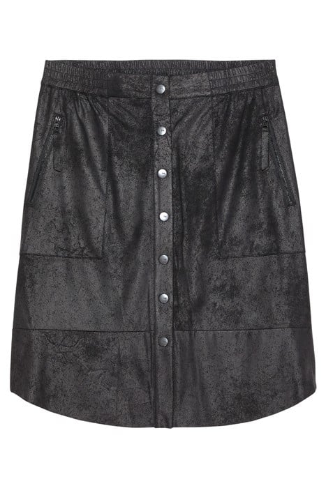 SHORT SUEDE SKIRT ALMOST BLACK 1