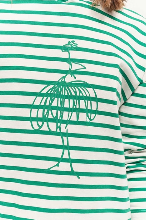 MELKI - ECRU T-SHIRT WITH GREEN GRASS STRIPES AND DANCER SCR 6