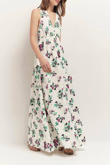 RITUEL - OFF WHITE LONG DRESS WITH PARTY DAY PRINT 1