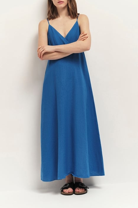 RIMINI - SANTORIN BLUE MAXI DRESS WITH THIN LINEN STRAPS 1