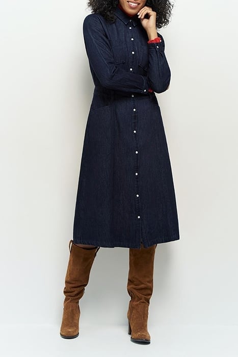 REBUS _ RAW DENIM MIDI SHIRT DRESS WITH PRESS STUDS 3
