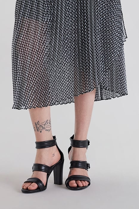 BLACK PLEATED MIDI SKIRT WITH TIE PRINT 5