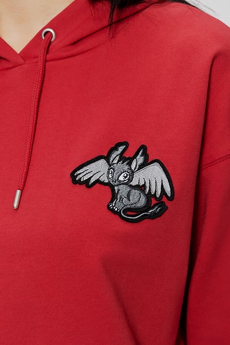 CRIMSON RED HOODIE WITH EMBROIDERED DRAGON 5