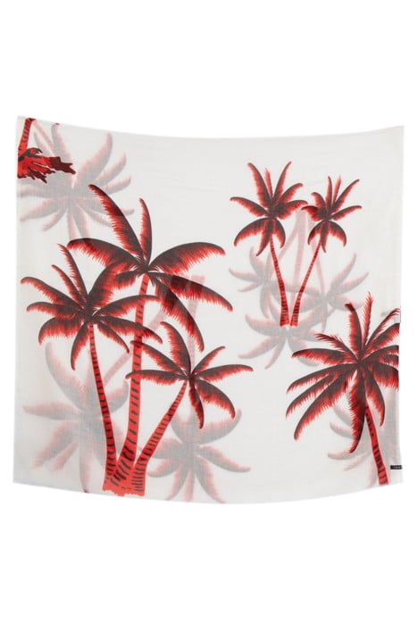 RED SCARF WITH PALM TREE MOTIF 2