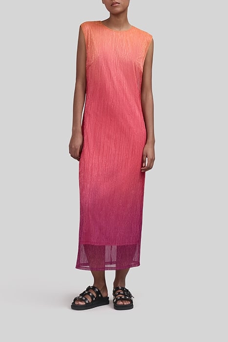 METALLIC MANDARIN LONG DRESS WITH DEEP DYE EFFECT 1