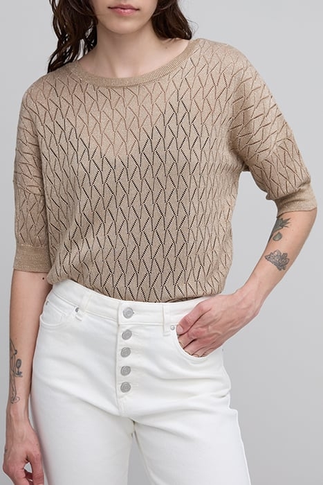 CAMEL OPENWORK T-SHIRT 3
