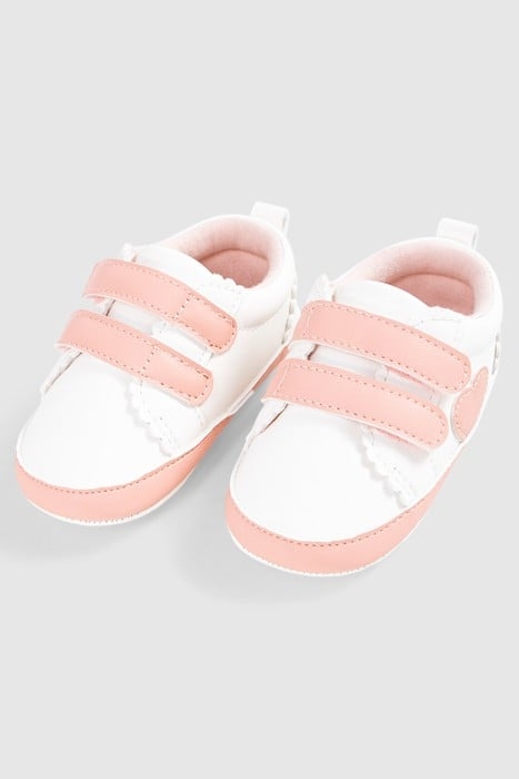 BABY GIRLS’ ECRU AND PINK TRAINERS WITH VELCRO 5