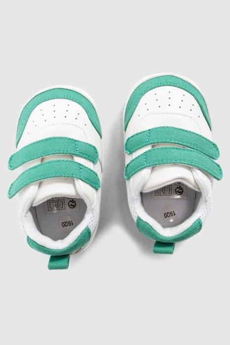 BABY BOYS’ GREEN AND WHITE TRAINERS WITH VELCRO 2