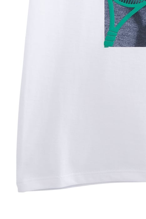 BOYS’ WHITE ORGANIC COTTON T-SHIRT, FLOCKED TENNIS RACKET 4