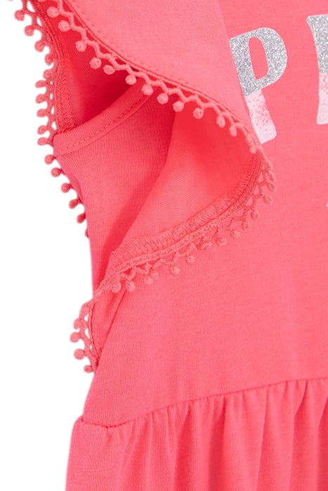 GIRLS’ NEON PINK DRESS WITH TWO-TONE SLOGAN 4
