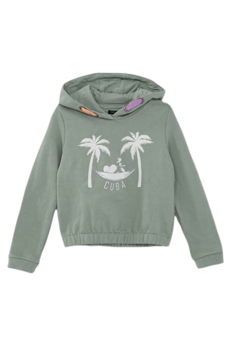 GIRLS’ KHAKI HOODIE WITH SNOOPY AND PALM TREE IMAGES 1