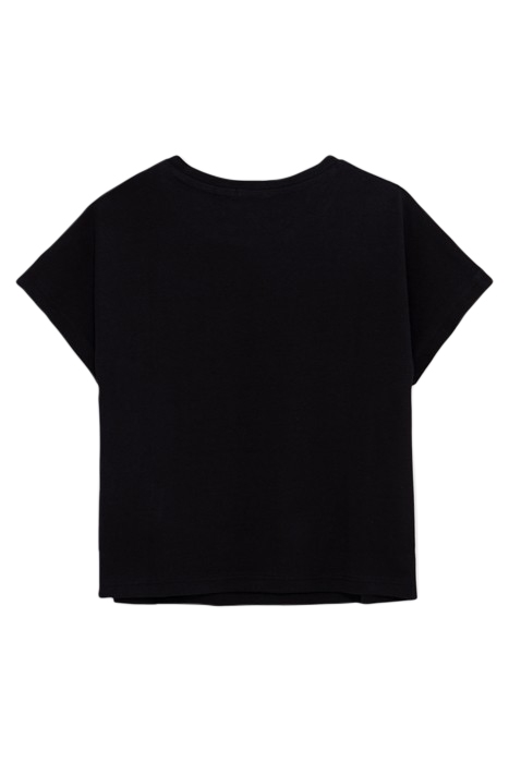 GIRLS' BLACK T-SHIRT WITH NEON FRUIT & SLOGAN 2