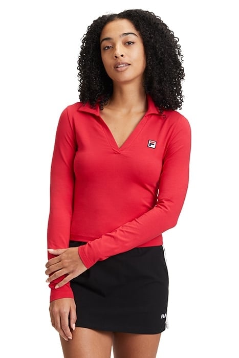 LEE LONGSLEEVE POLO SHIRT TRUE RED 1