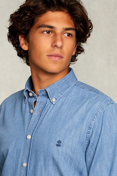 CUSTOM FIT JEANS SHIRT LT BLEACH DENIM 4