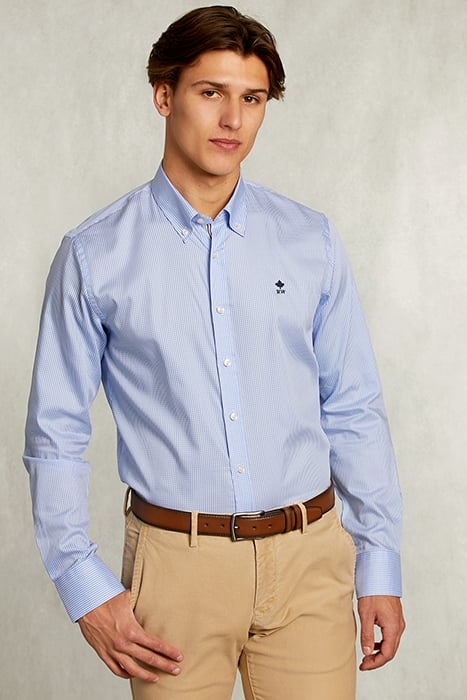 CUSTOM FIT CHECKED SHIRT BLUE/WHITE BLUE 1